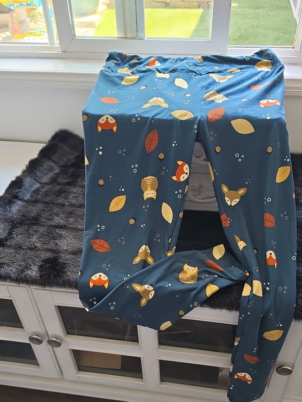 LulaRoe Womens Forest Animal Print Blue Leggings